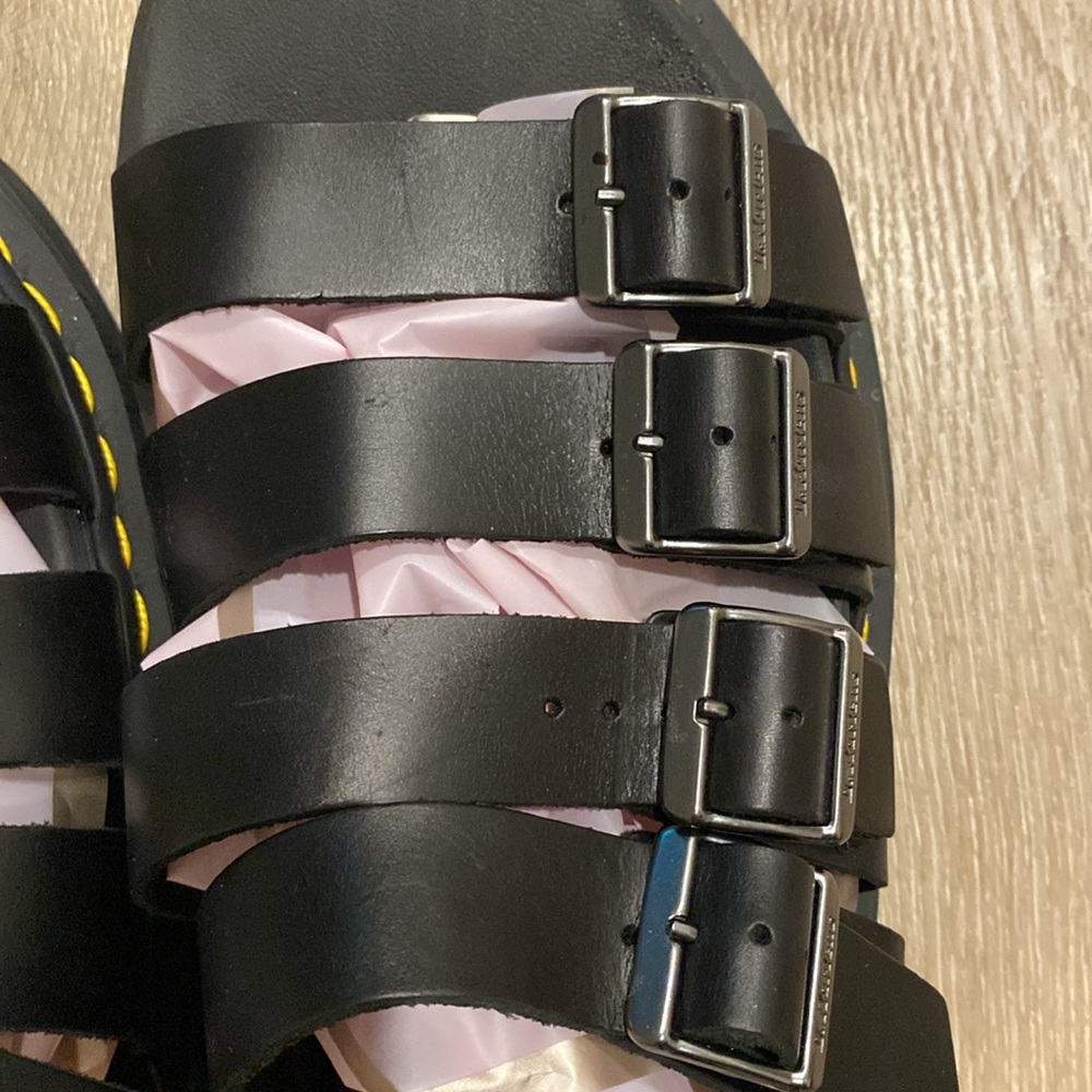❌SOLD❌ EUC [Dr. Martens] Black Leather Tate Sandals w Adjustable Buckles Mens 12 - Picture 12 of 15